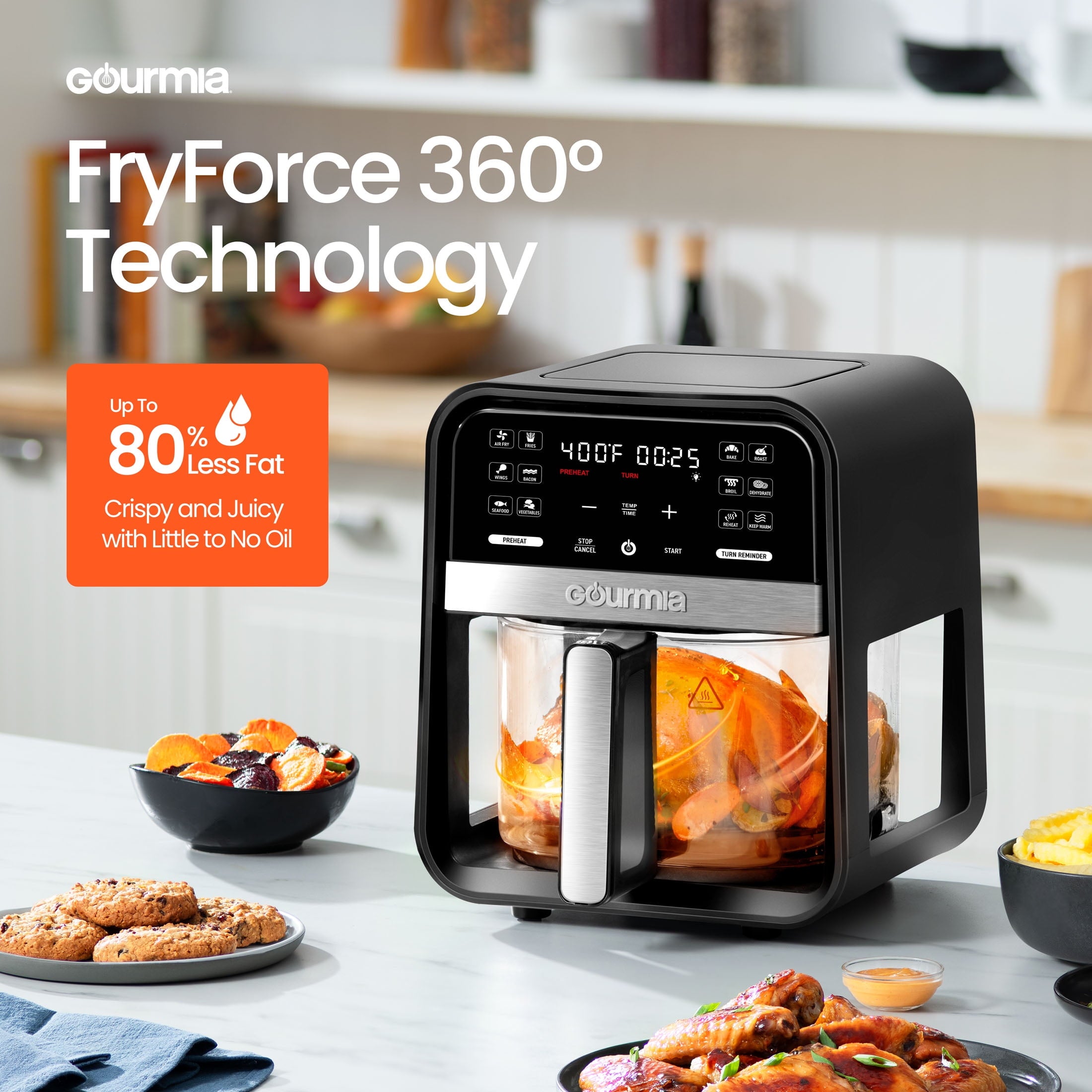 Gourmia 7-Quart Digital Air Fryer with Glass Basket and 12-One Touch Cooking Presets