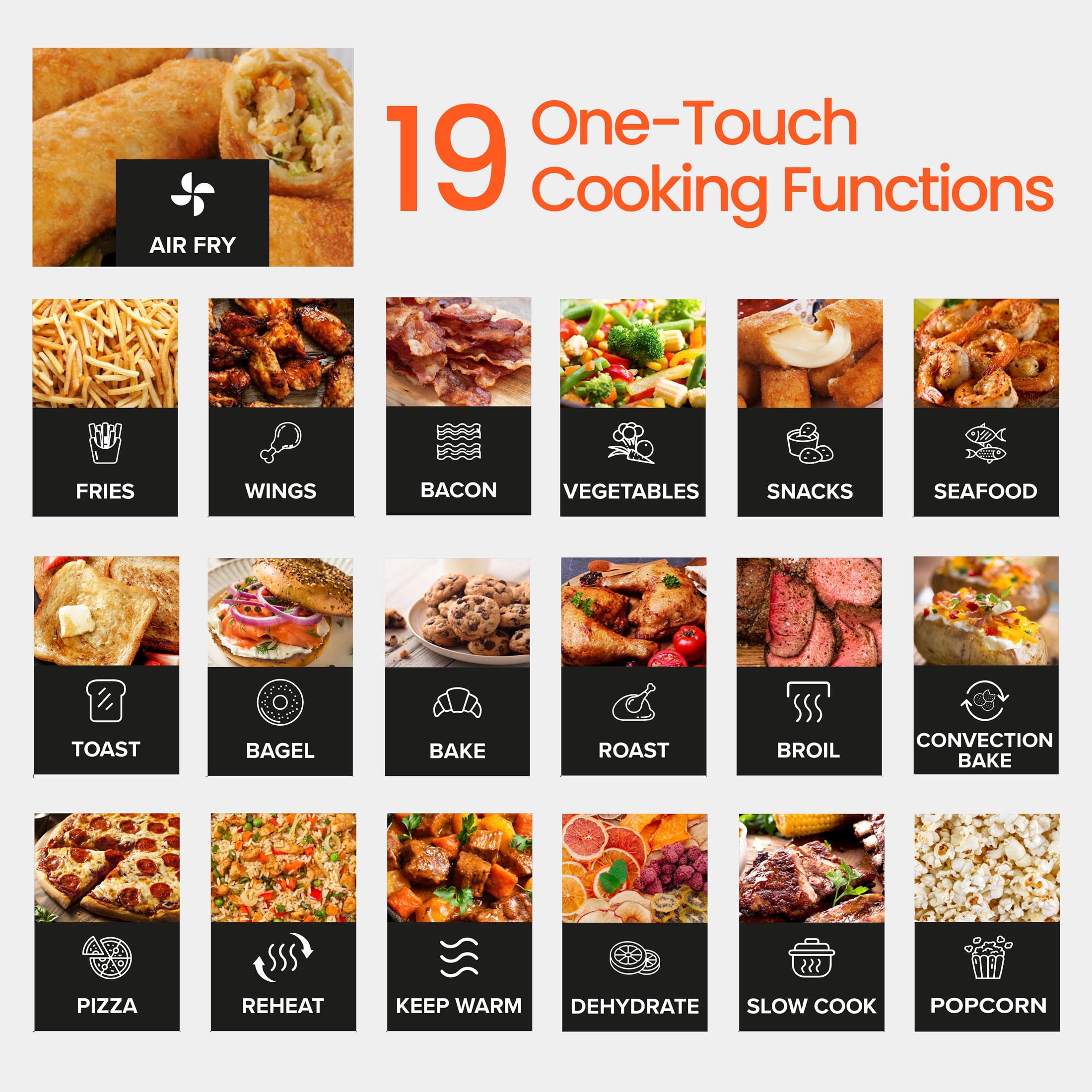 Gourmia French Door 6-Slice Digital Toaster Oven Air Fryer, 19 One-Touch Presets, 24L, Stainless Steel