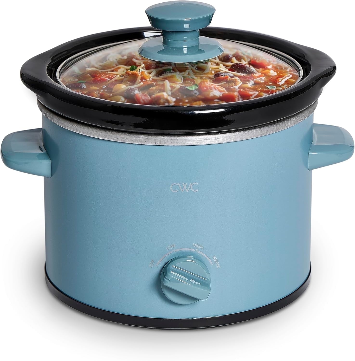 COOK WITH COLOR Slow Cooker, Crock Pot, 2-Quart Removable Stoneware Mini Crock Pot, Slate Blue