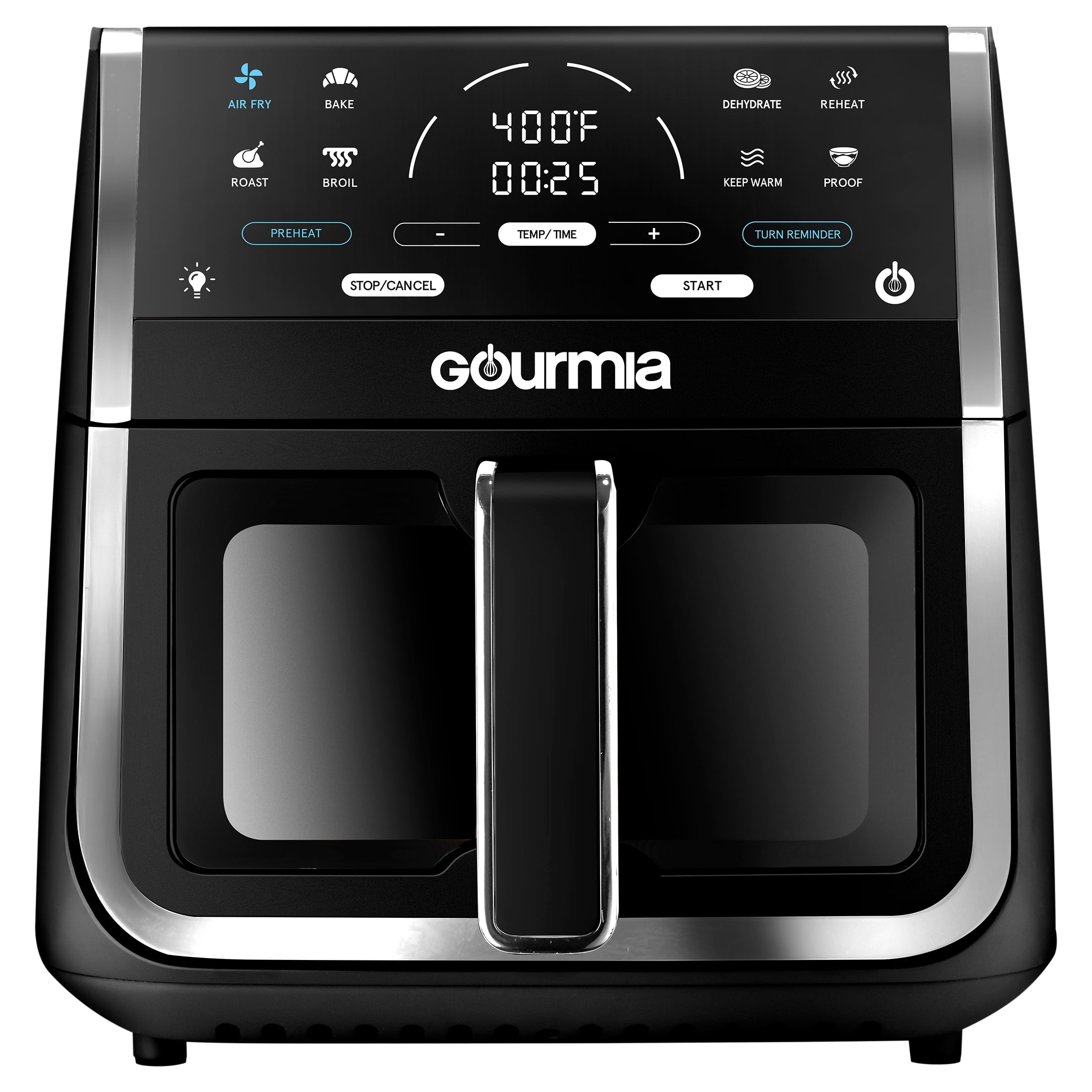 Gourmia 8 Qt Digital Window Air Fryer with 8 One-Touch Cooking Functions, Gray