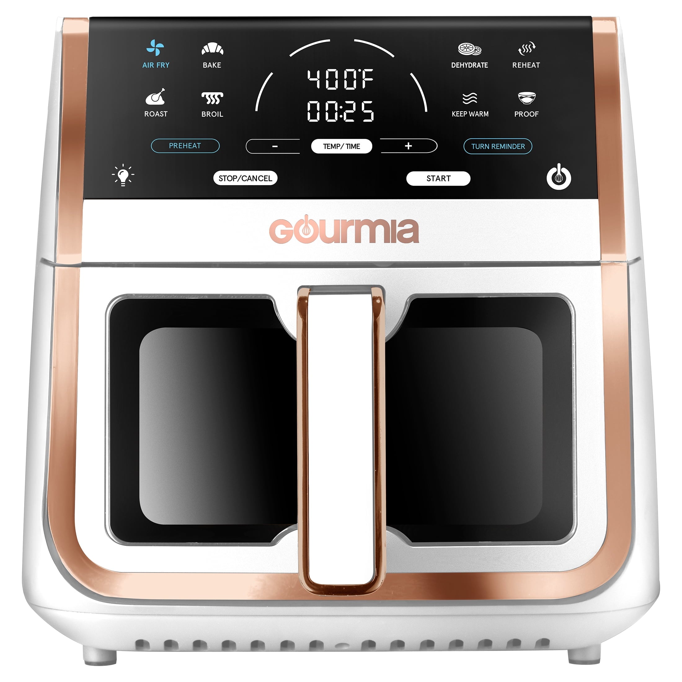 Gourmia 8 Qt Digital Window Air Fryer with 8 One-Touch Cooking Functions, Gray