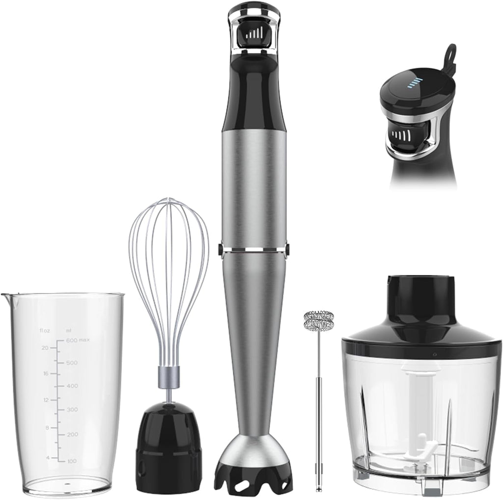 Boyun Daj Immersion Blender Handheld Corded Hand Blenders Set 1100W,Trigger Variable Speed 5 in 1 Stick Emulsifier with Chopper,Whisk and Frother for Kitchen