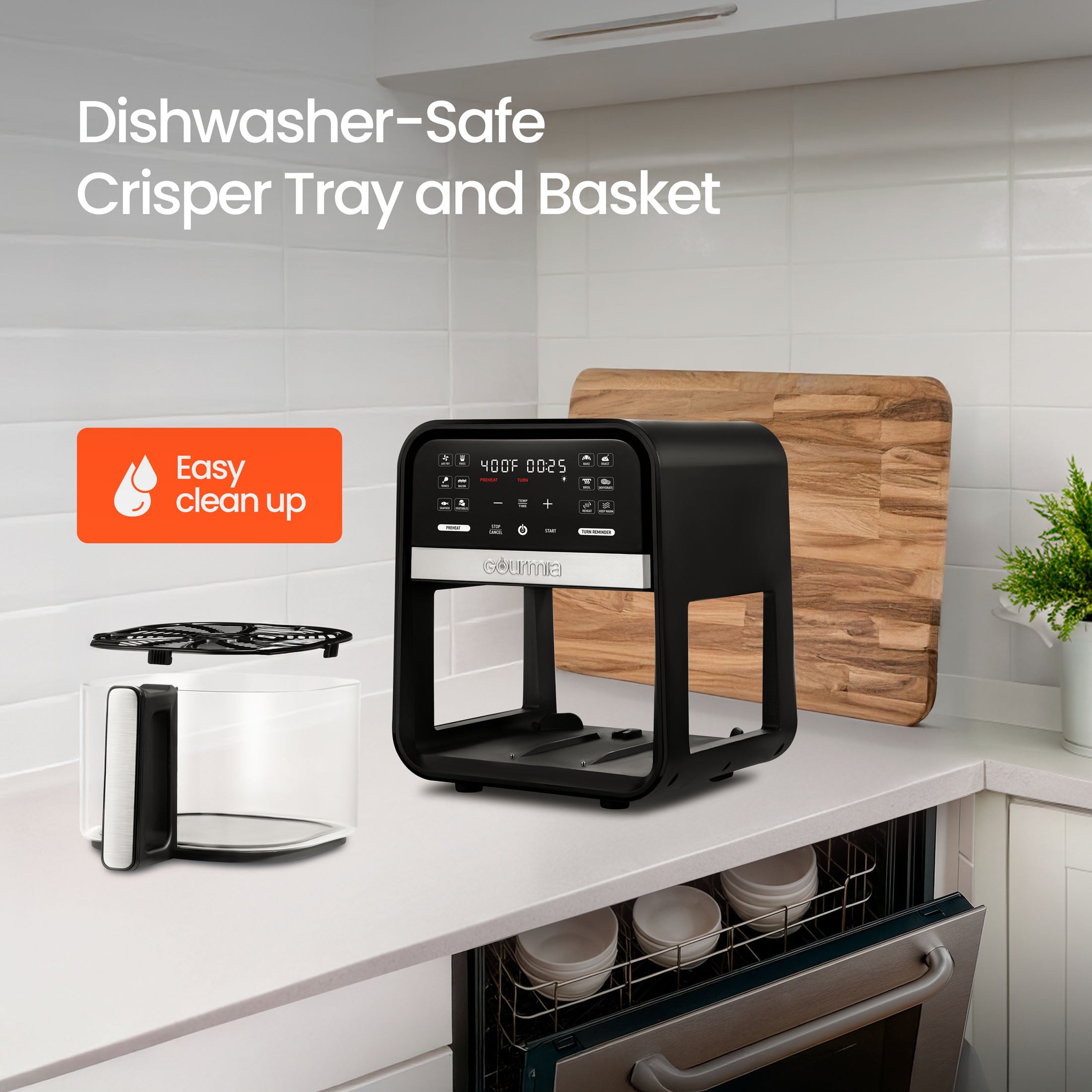 Gourmia 7-Quart Digital Air Fryer with Glass Basket and 12-One Touch Cooking Presets