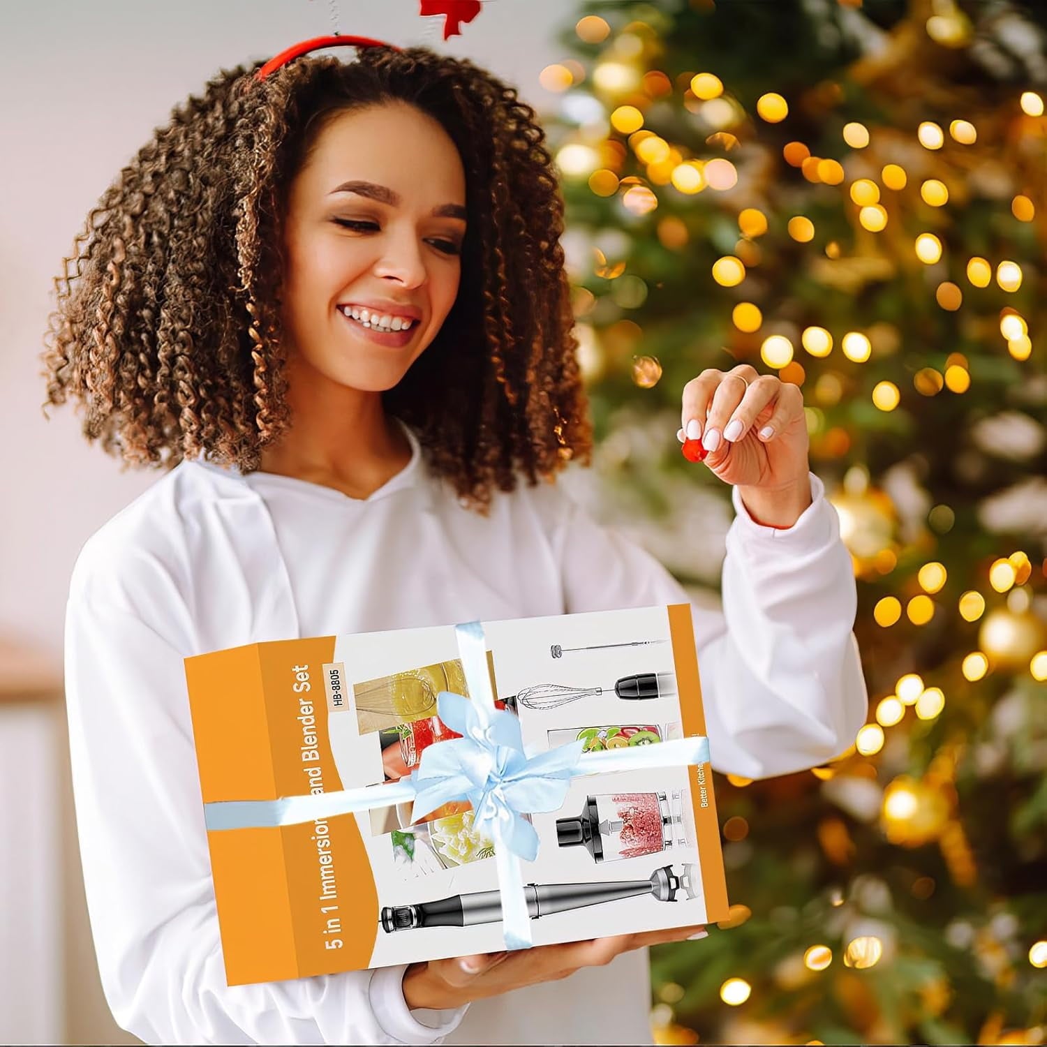 Boyun Daj Immersion Blender Handheld Corded Hand Blenders Set 1100W,Trigger Variable Speed 5 in 1 Stick Emulsifier with Chopper,Whisk and Frother for Kitchen